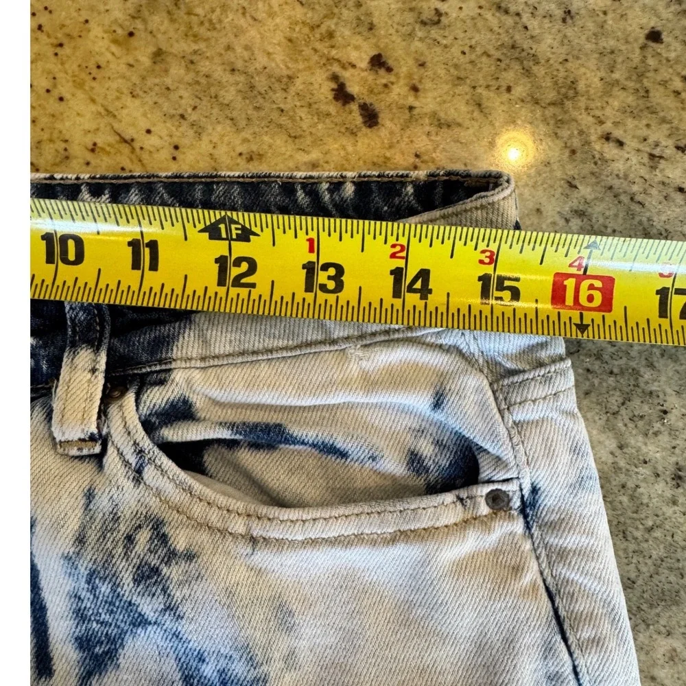 Simple Society Acid Wash‎ Bleach Tie Dye Mom Jeans Blue White Size 9/29 Cotton